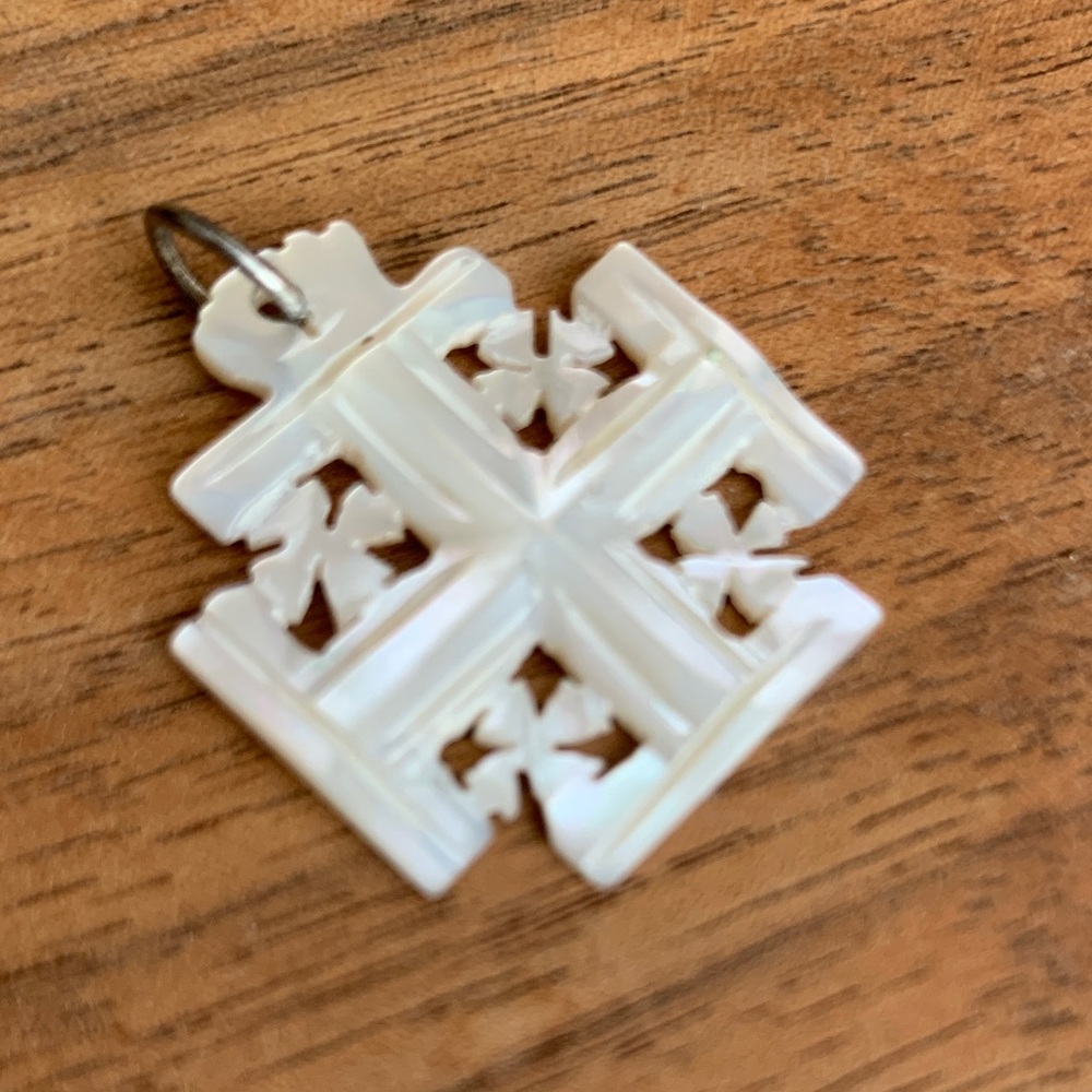 Elegant White Mother of Pearl Jerusalem Cross Pendant - Picture 6 of 6
